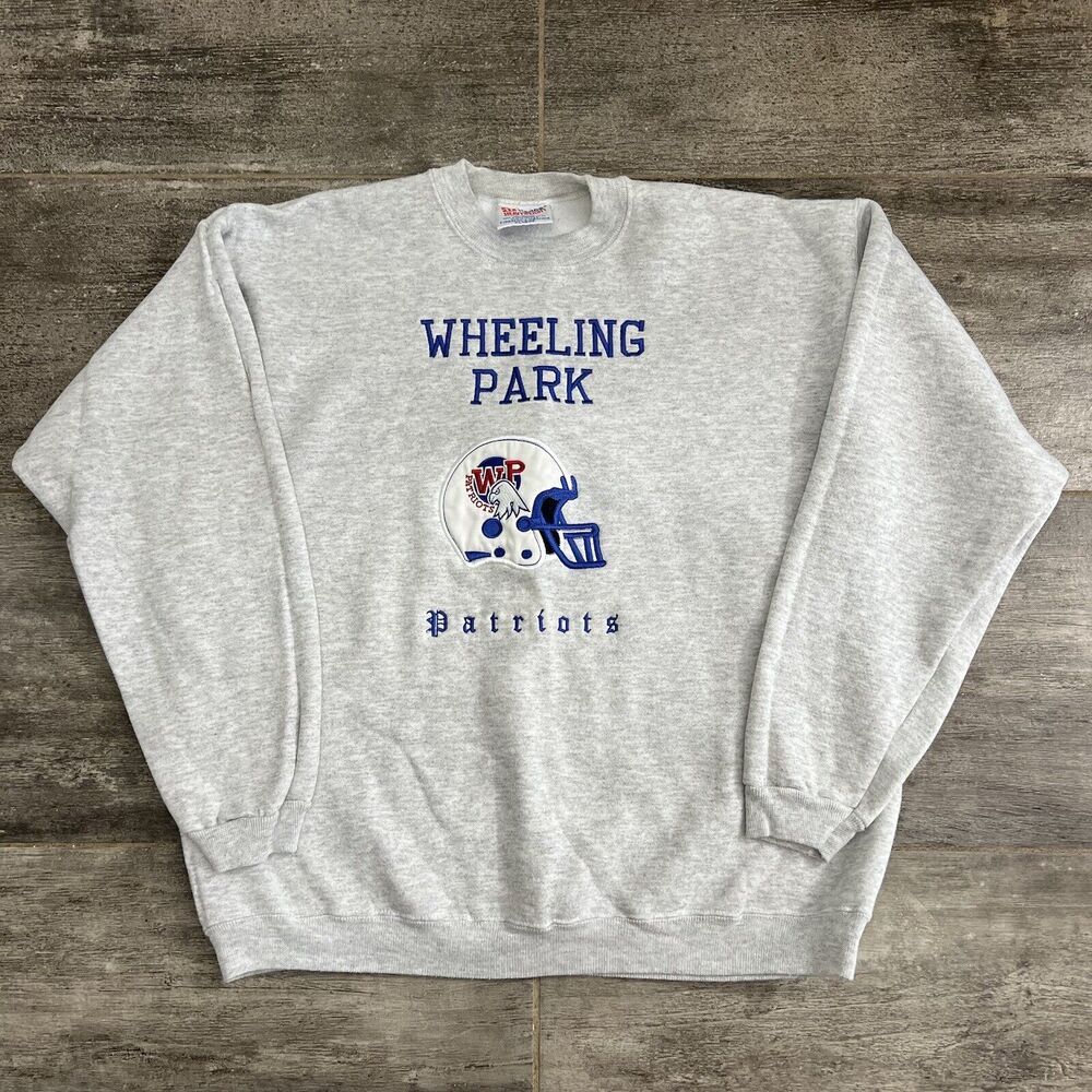 Vintage Hanes USA Wheeling Park Patriots Sweatshirt Long Sleeve Gray Size XL